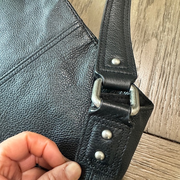 KOOBA Black Pebbled Leather Tote Boho Shoulder Handbag Purse - Picture 11 of 11